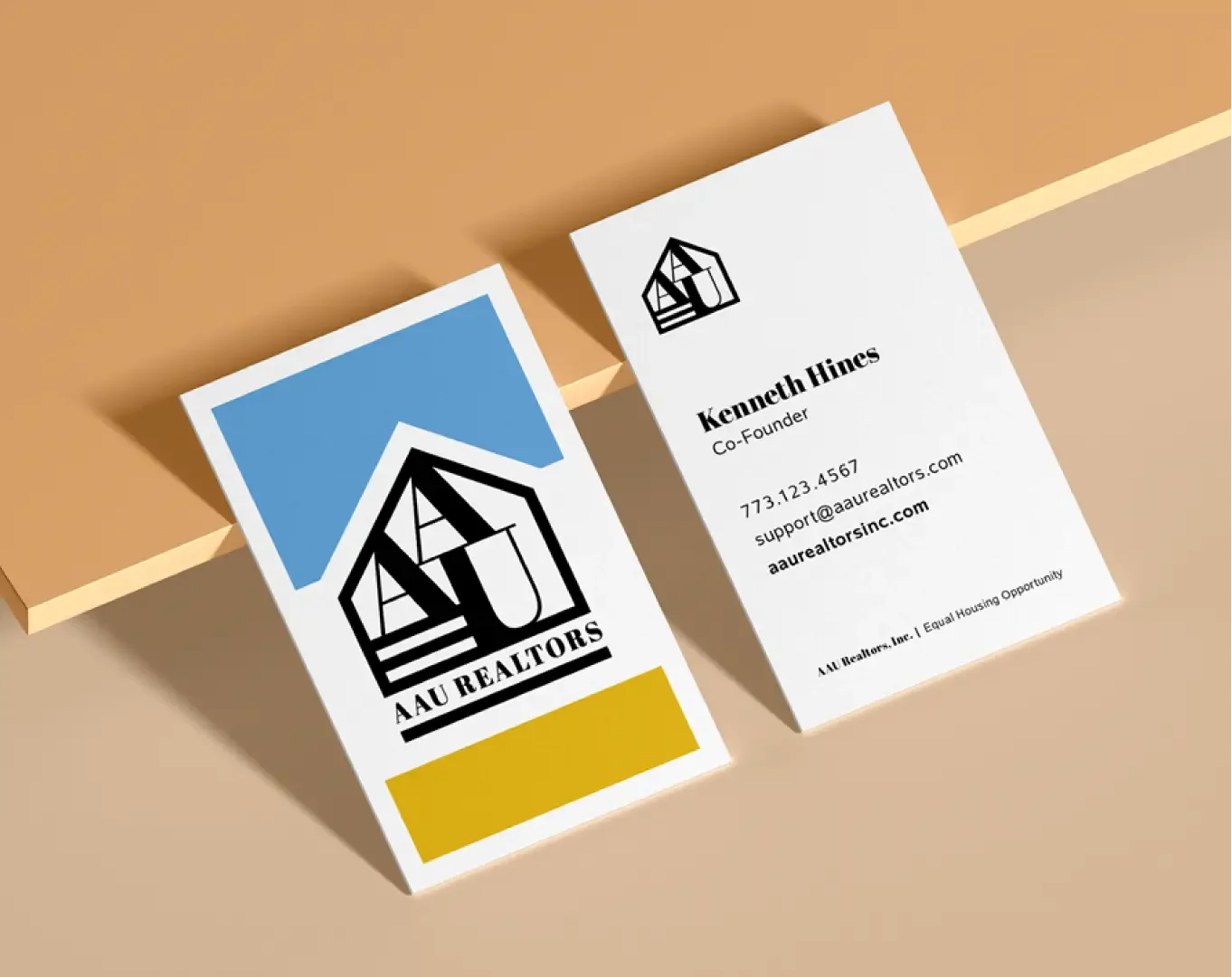 Mockup of AAU business cards