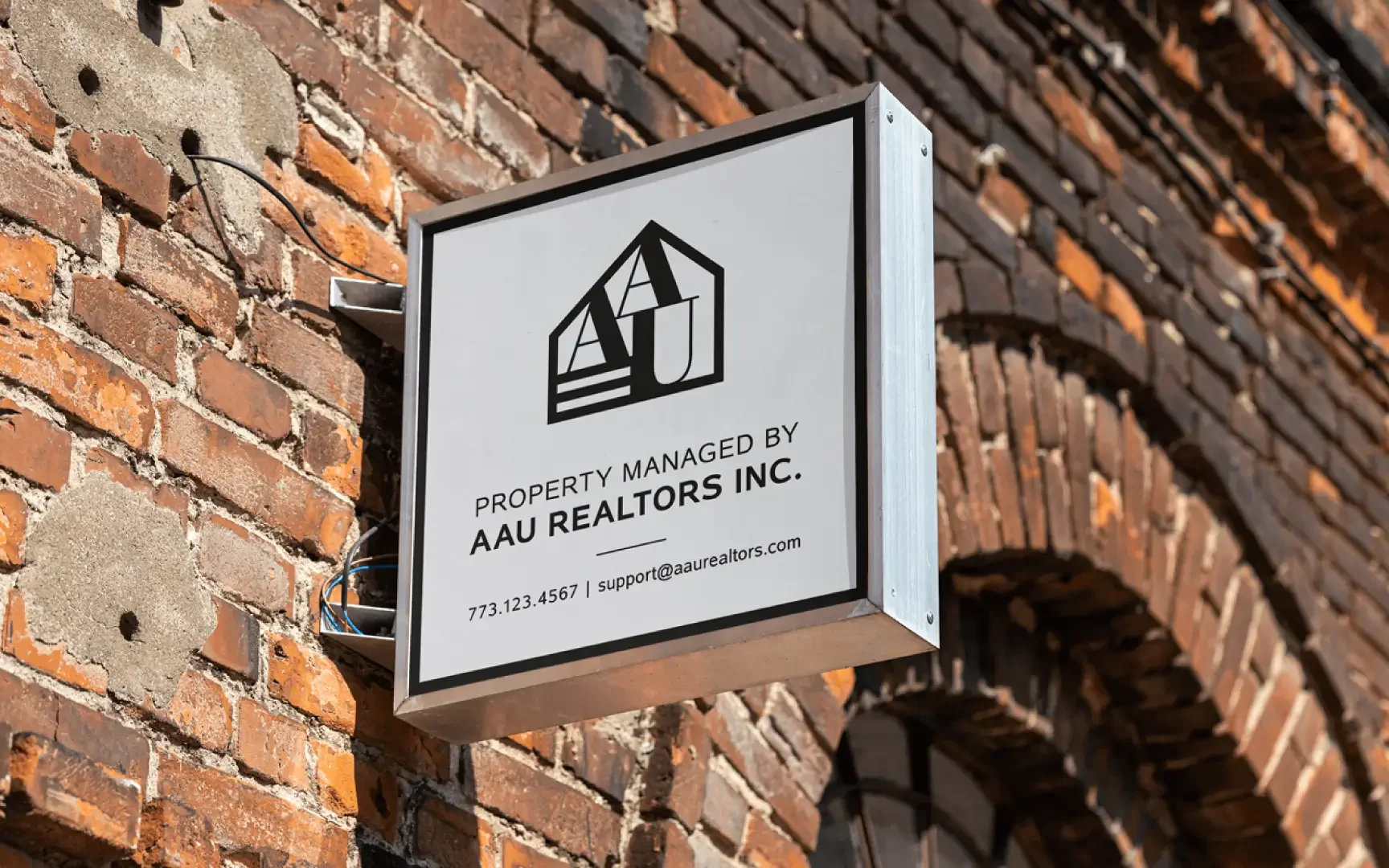 Mockup of AAU property signage