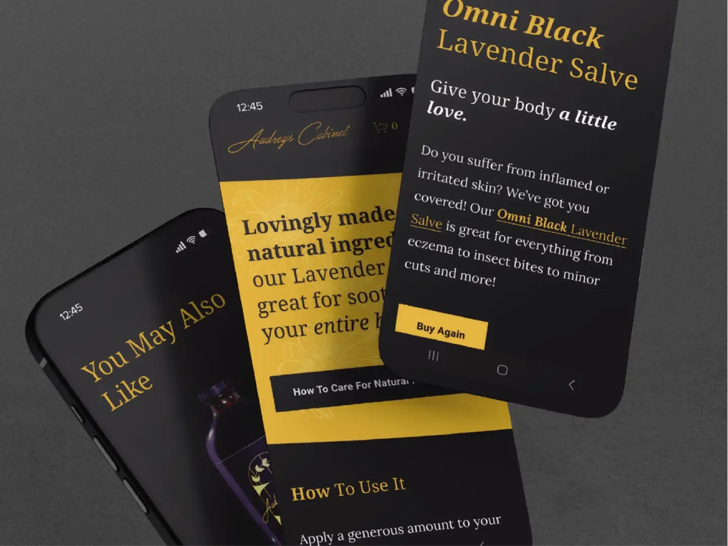 Mobile mockup of product landing pages