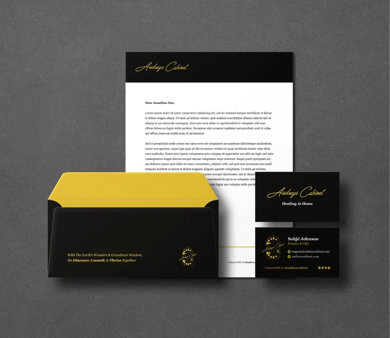 Audrey's Cabinet stationary mockup