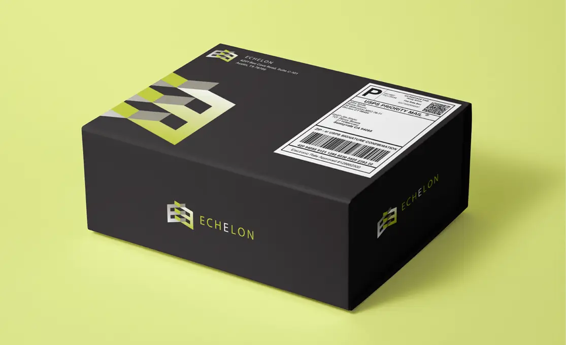 Echelon box mailer mockup
