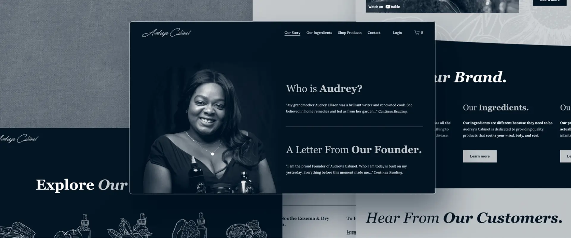 mockup of audrey's cabinet website