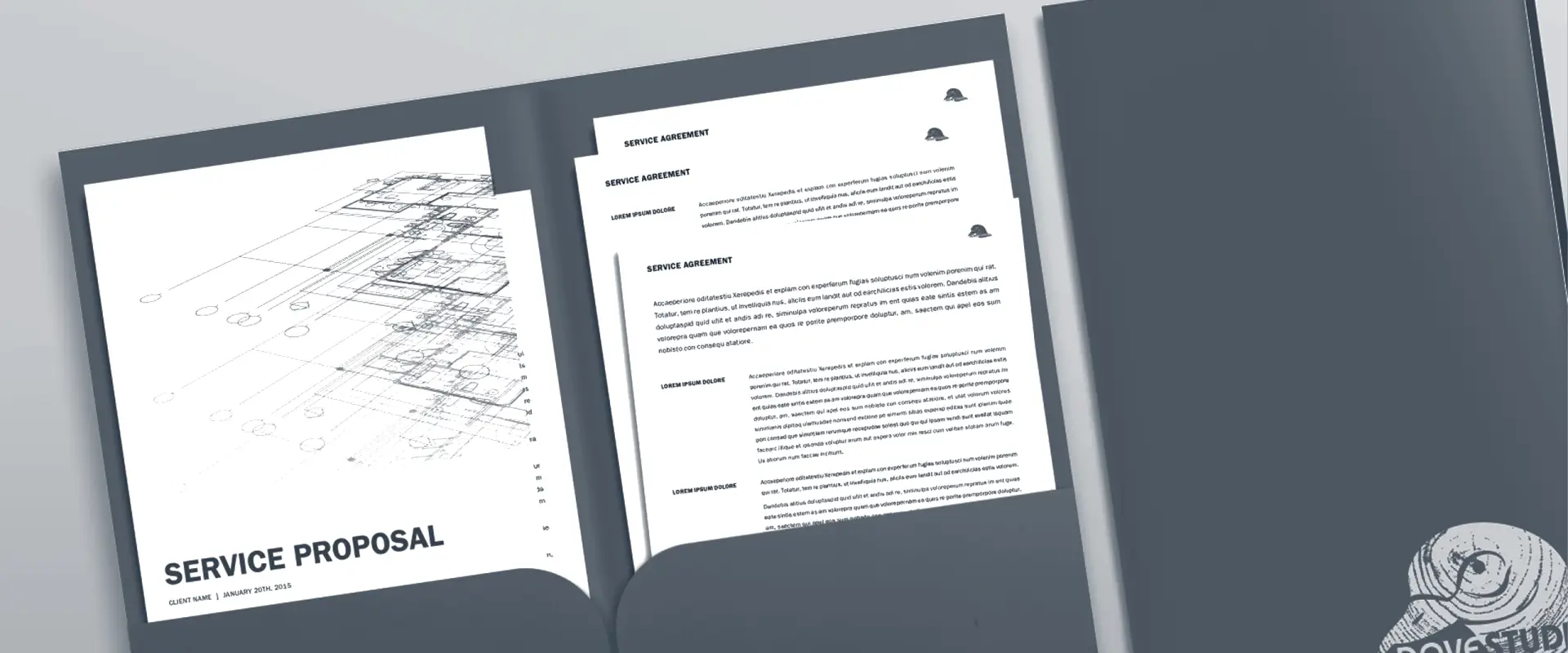 Mockup of Dove Studios client folders
