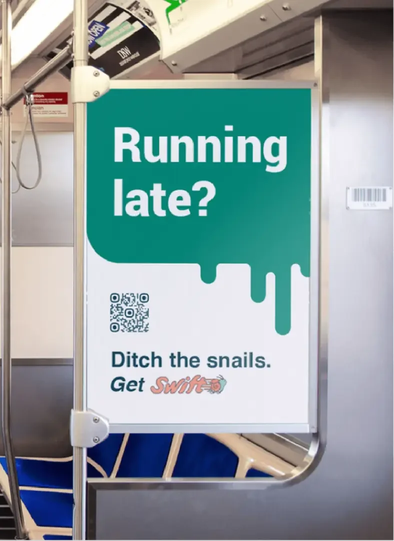 Mockup of CTA train poster from Swift marketing campaign