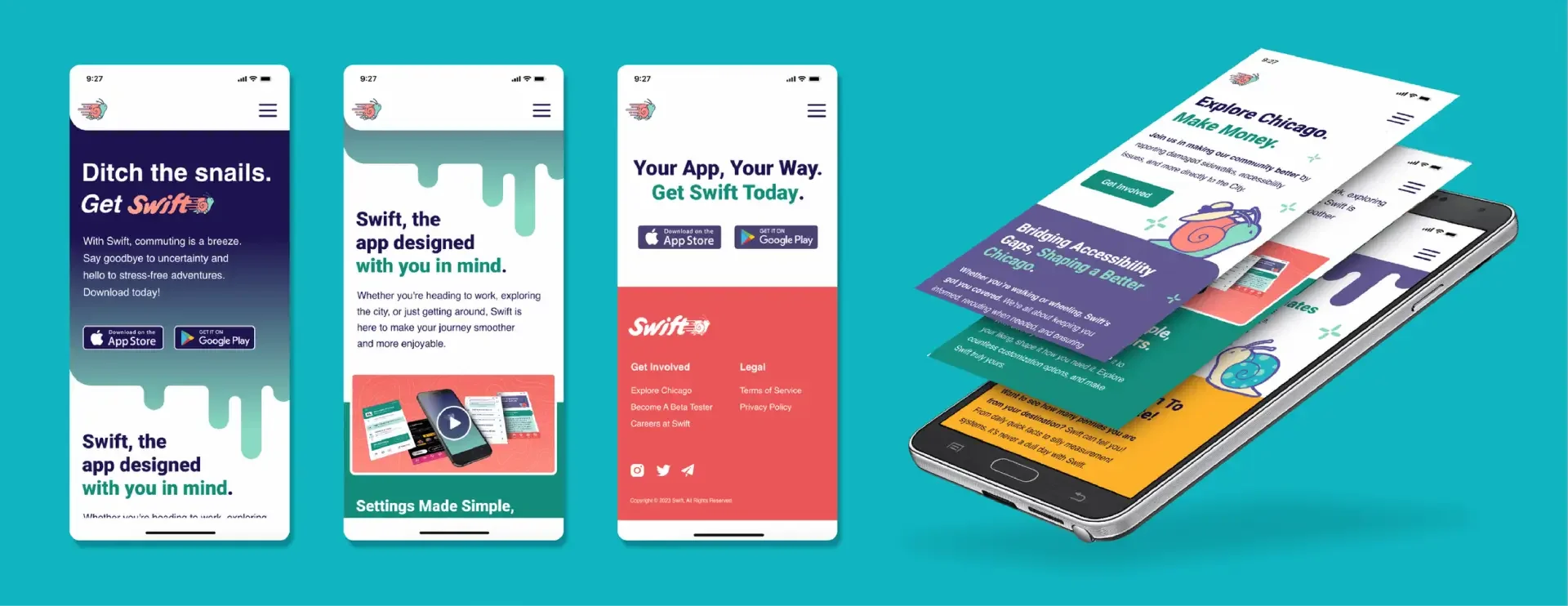 Mockup of digital touchpoints from Swift marketing campaign
